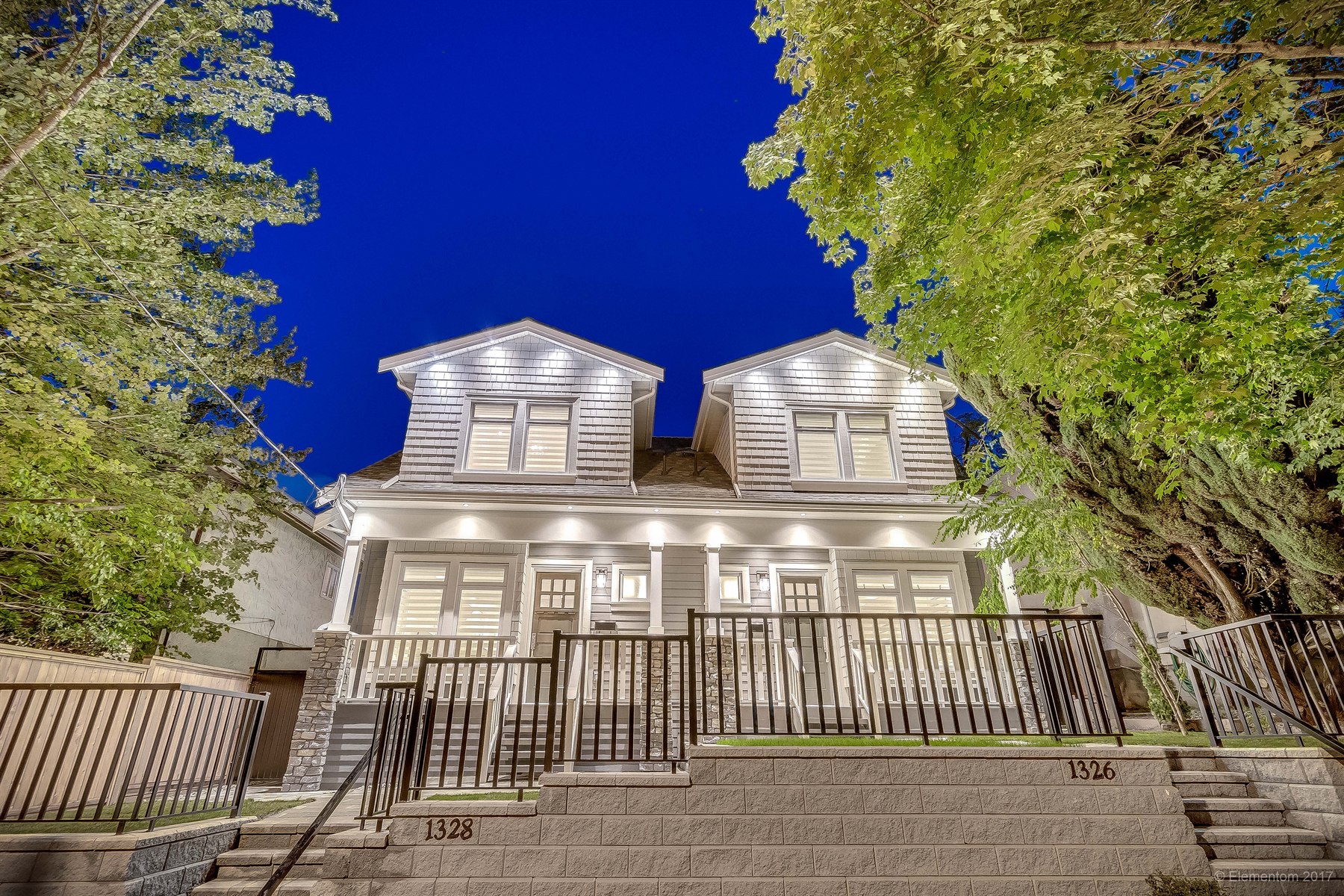 Completed residential development at dusk